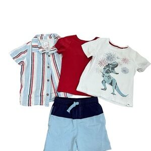 Tommy Bahama Kids Red, Blue, and White Tees with Shorts Set